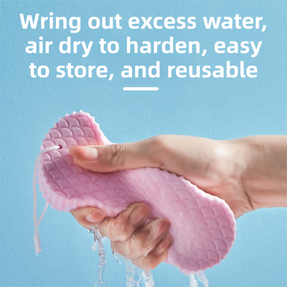 3PCS White Nordic Style 3D Fish Scale Exfoliating Sponge - High Elasticity Body Scrubber for Painless Deep Clean - Image 4