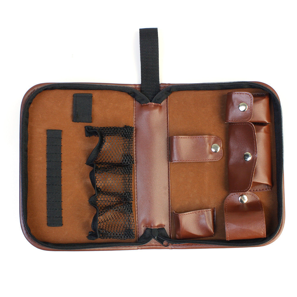 Brown Premium PU Leather Golf Accessory Organizer - Professional Golf Tool Kit Empty Pouch - Image 3