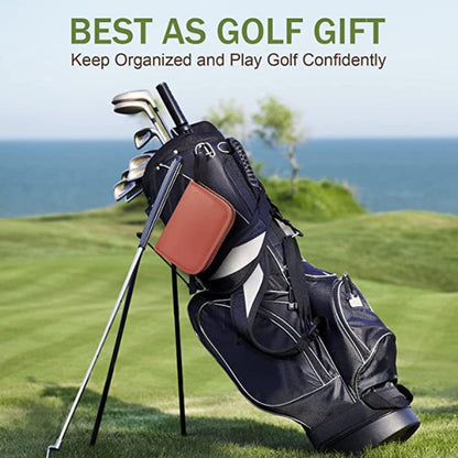 Brown Premium PU Leather Golf Accessory Organizer - Professional Golf Tool Kit Empty Pouch - Image 4