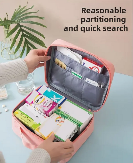 Pink Large Capacity Empty First Aid Kit 25 x 14 x 20 CM - Durable Oxford Cloth Emergency Medical Storage Bag for Home Car Camping Travel - Image 3