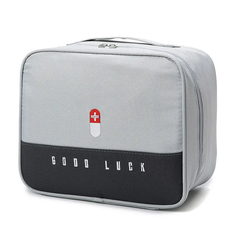 Grey Large Capacity Empty First Aid Kit 25 x 14 x 20 CM - Durable Oxford Cloth Emergency Medical Storage Bag for Home Car Camping Travel