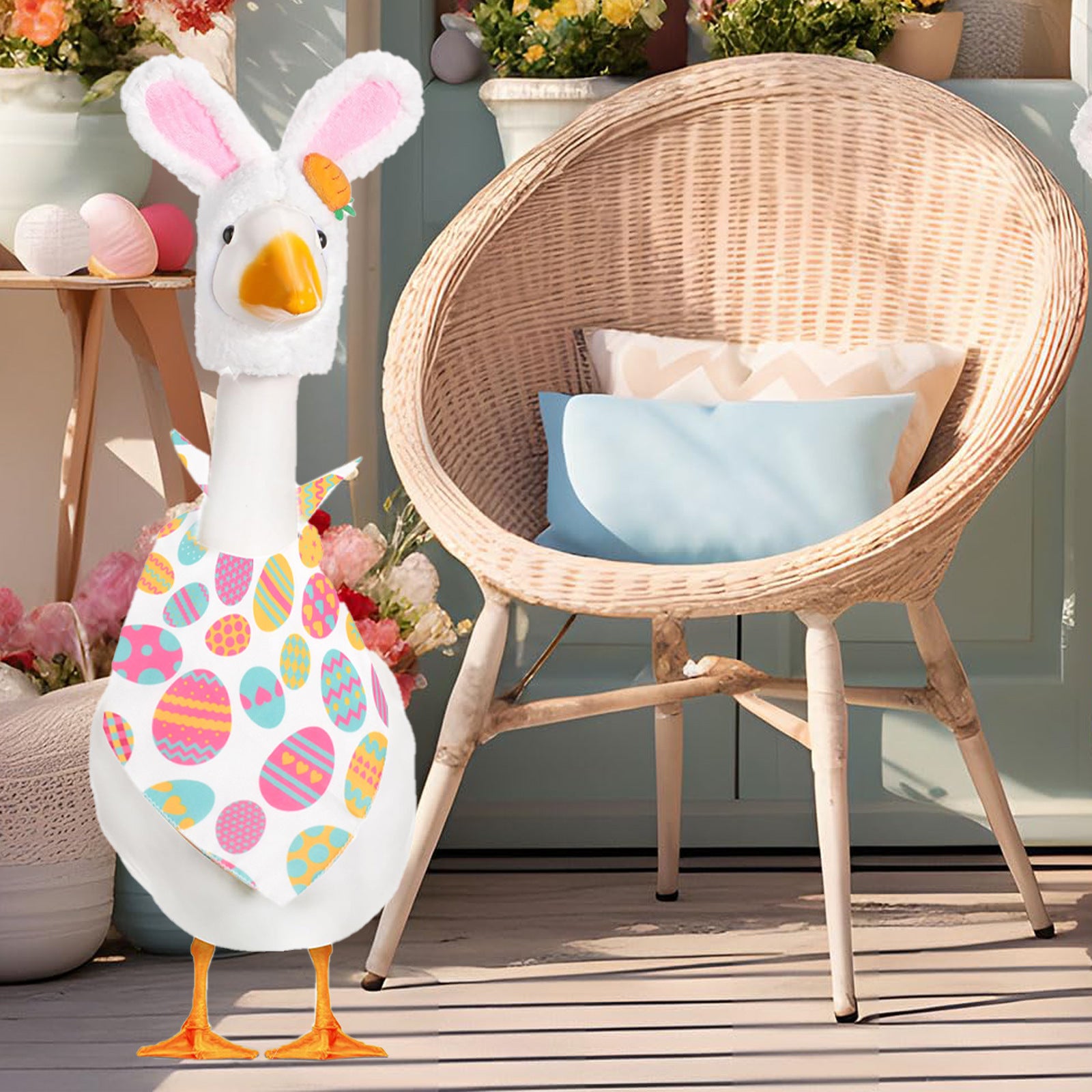 Vibrant Easter Porch Goose Outfit Set - Spring Festive Rabbit Costume for 23-Inch Garden Goose - Image 4