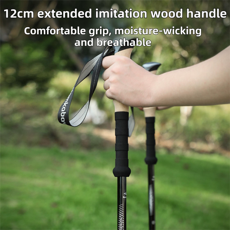 2-Pack Brown Aluminum Alloy Telescopic Trekking Poles with Secure External Lock & Accessory - 3-Section Adjustable Hiking Sticks(65-135cm) - Image 3
