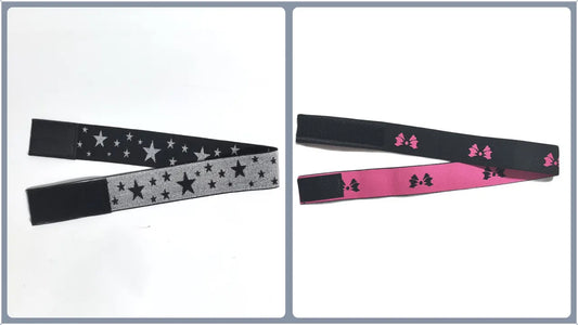 Adjustable Elastic Headband & Wig Grip Band - Comfortable and Seamless Edge Fixer for Wigs and Frontals (Black Silver Stars + Black Pink Butterfly)