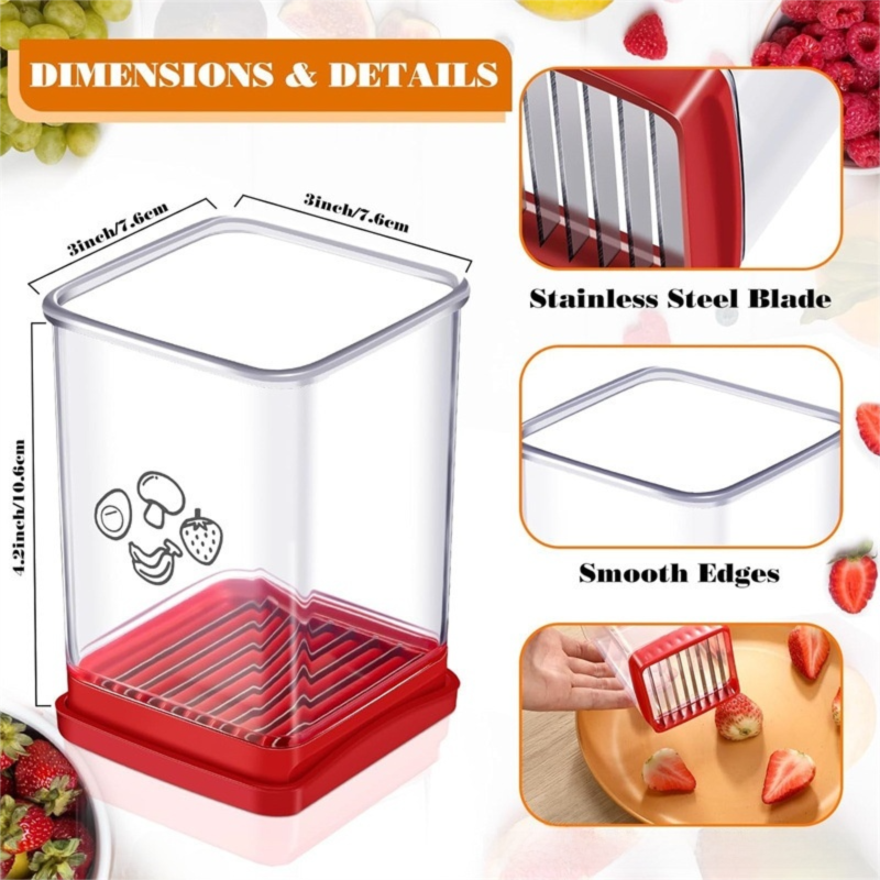 Handheld Fruit & Vegetable Speed Precision Slicer Integrated Safety Push Plate - Kitchen Stainless Steel Quick Multi-Cutter - Image 2