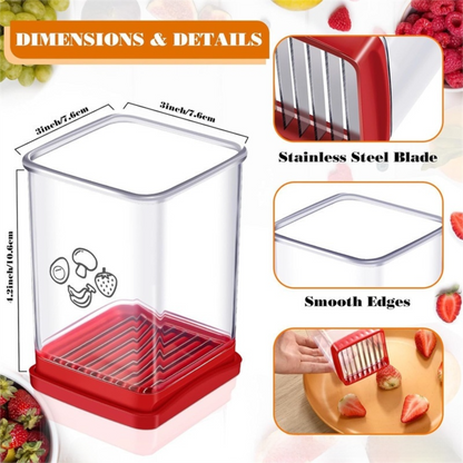 Handheld Fruit & Vegetable Speed Precision Slicer Integrated Safety Push Plate - Kitchen Stainless Steel Quick Multi-Cutter - Image 2