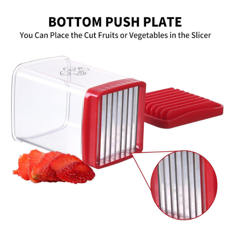 Handheld Fruit & Vegetable Speed Precision Slicer Integrated Safety Push Plate - Kitchen Stainless Steel Quick Multi-Cutter - Image 3
