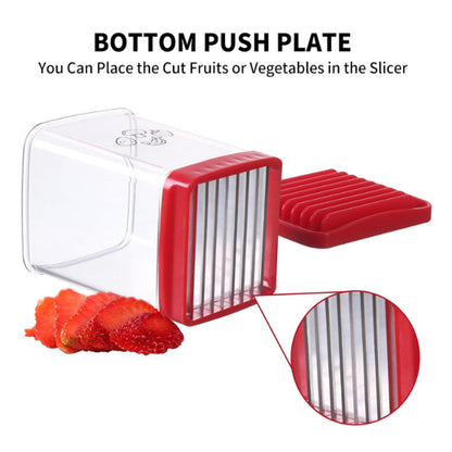 Handheld Fruit & Vegetable Speed Precision Slicer Integrated Safety Push Plate - Kitchen Stainless Steel Quick Multi-Cutter - Image 3