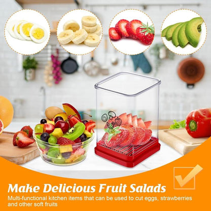 Handheld Fruit & Vegetable Speed Precision Slicer Integrated Safety Push Plate - Kitchen Stainless Steel Quick Multi-Cutter - Image 4
