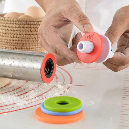 Adjustable Stainless Steel Rolling Pin with 4 Precise Thickness Rings & Clear Measurement Markings - Image 3