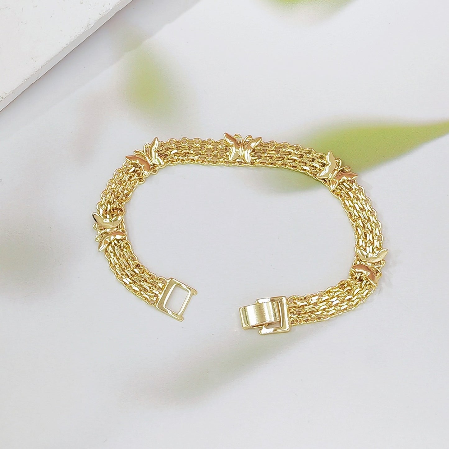 Gold Vintage Hollow Butterfly Metal Chain Bracelet - Premium Copper High-End Designer Intricate Jewelry - Image 2