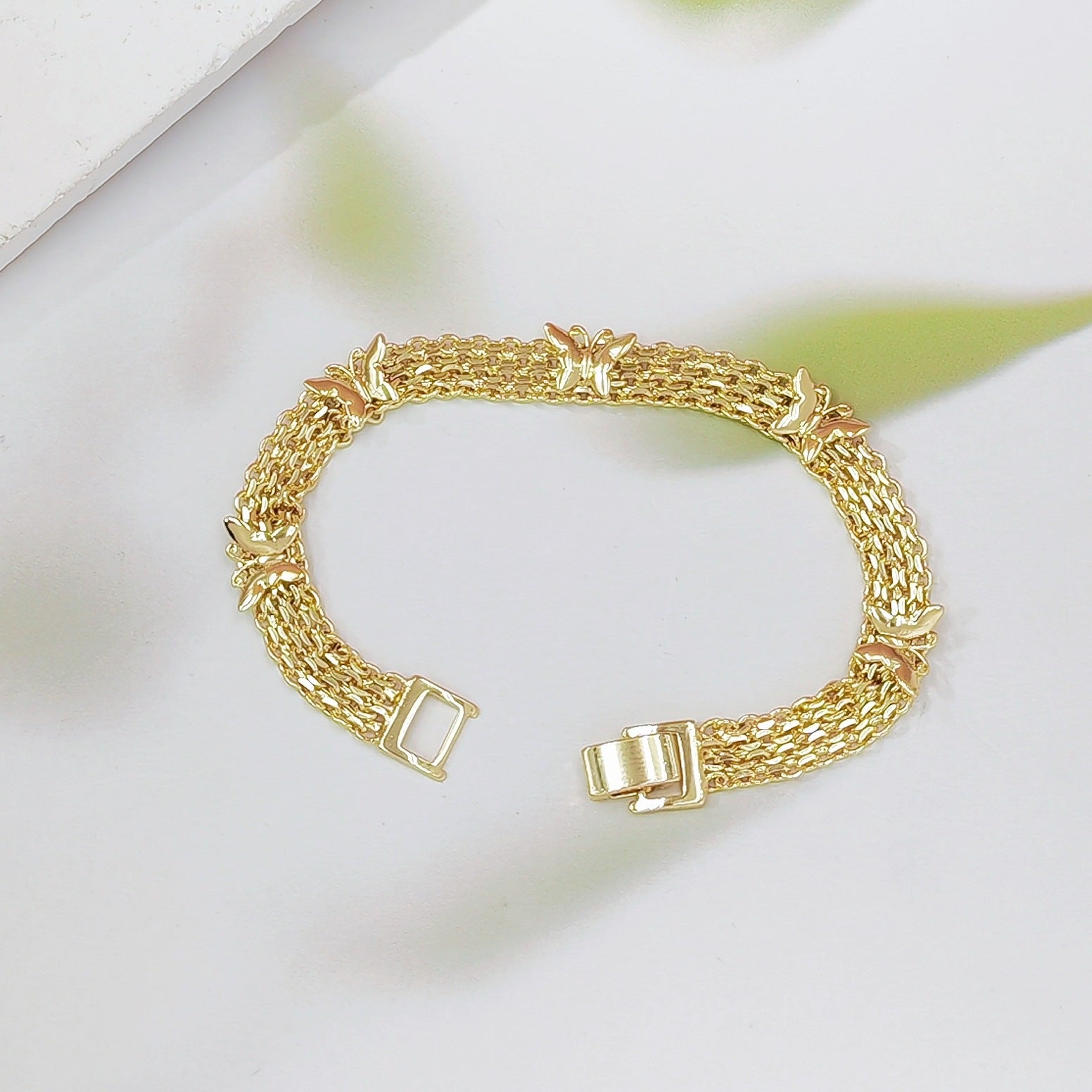 Gold Vintage Hollow Butterfly Metal Chain Bracelet - Premium Copper High-End Designer Intricate Jewelry - Image 2