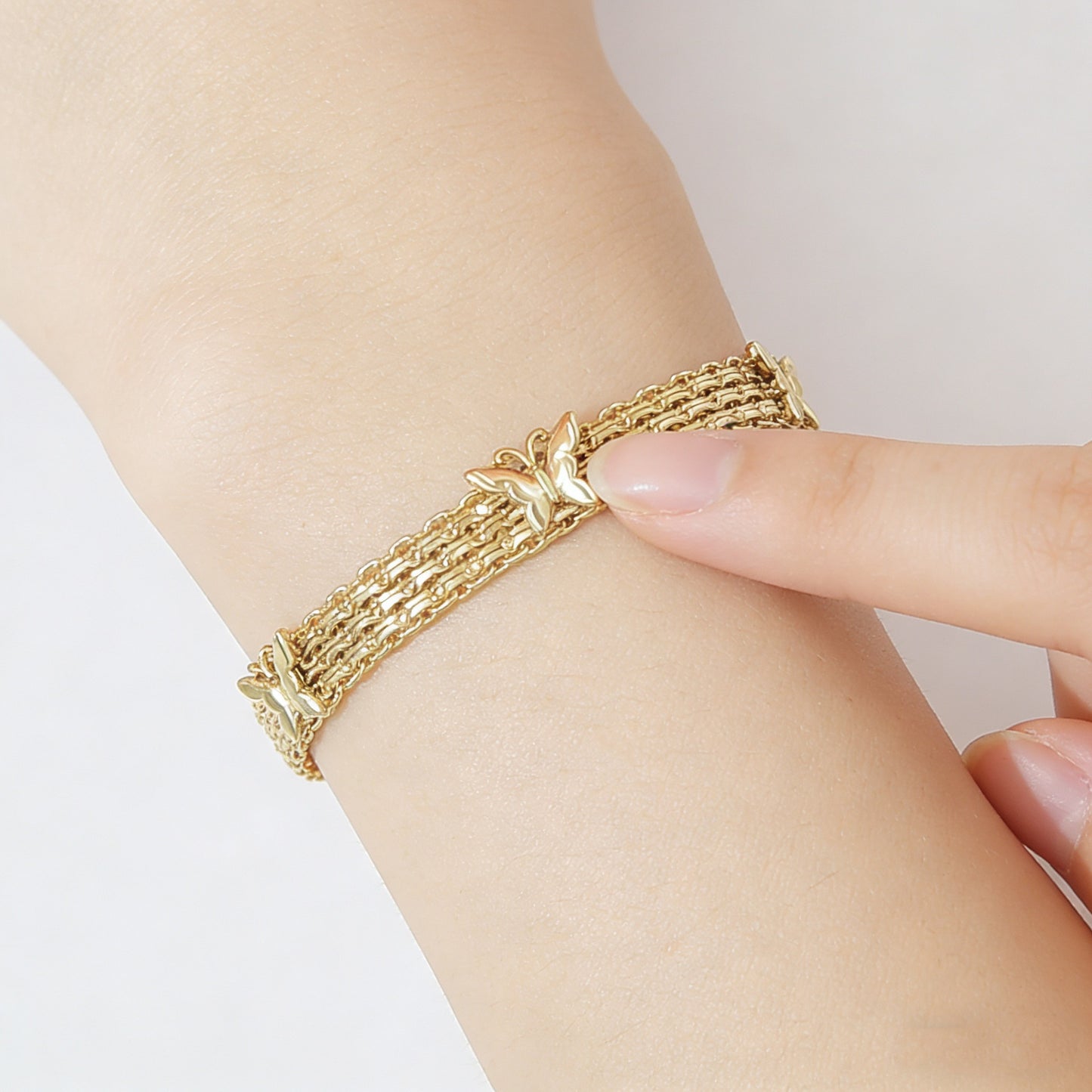 Gold Vintage Hollow Butterfly Metal Chain Bracelet - Premium Copper High-End Designer Intricate Jewelry - Image 4