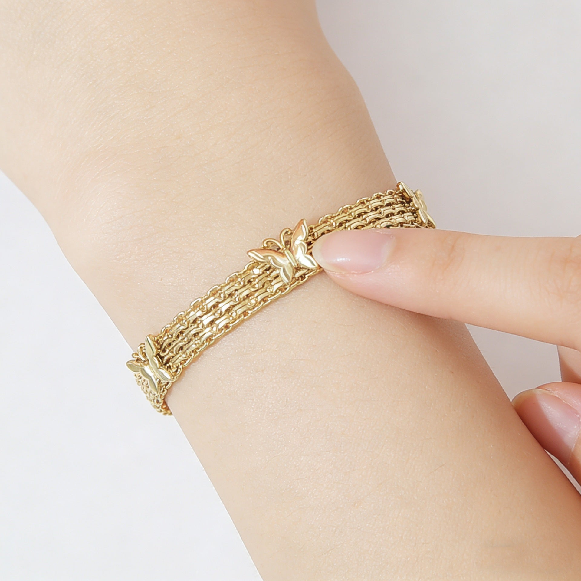 Gold Vintage Hollow Butterfly Metal Chain Bracelet - Premium Copper High-End Designer Intricate Jewelry - Image 4