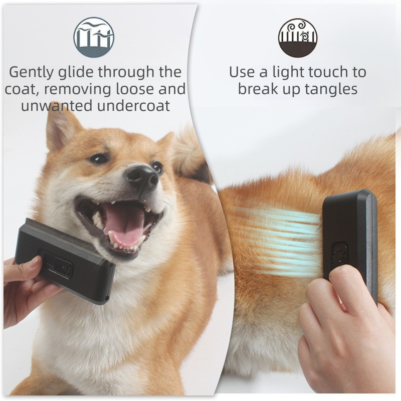 2-in-1 Black Self-Cleaning Pet Grooming Comb - Multi-Functional Stainless Steel Fur Remover for Pets, Furniture, and Clothing - Image 2