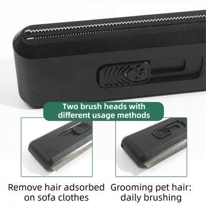 2-in-1 Black Self-Cleaning Pet Grooming Comb - Multi-Functional Stainless Steel Fur Remover for Pets, Furniture, and Clothing - Image 3
