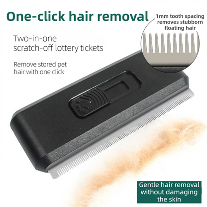 2-in-1 Black Self-Cleaning Pet Grooming Comb - Multi-Functional Stainless Steel Fur Remover for Pets, Furniture, and Clothing - Image 4