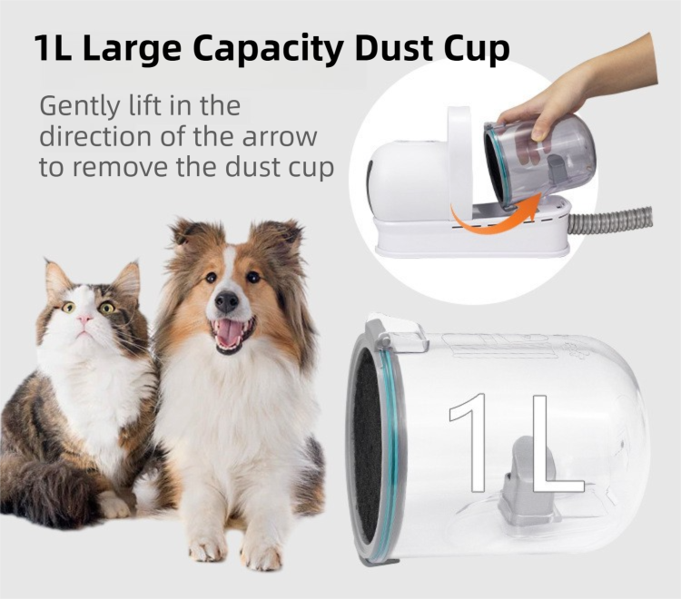 7-in-1 White Multifunctional Pet Grooming Vacuum Kit - Dog Cat Home Barber Shop & Low Noise Shedding Groomer with 1L Large Dust Cup - Image 4