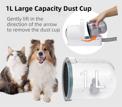 7-in-1 White Multifunctional Pet Grooming Vacuum Kit - Dog Cat Home Barber Shop & Low Noise Shedding Groomer with 1L Large Dust Cup - Image 4