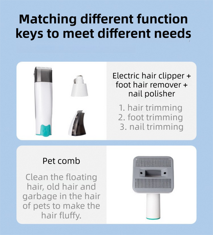 7-in-1 White Multifunctional Pet Grooming Vacuum Kit - Dog Cat Home Barber Shop & Low Noise Shedding Groomer with 1L Large Dust Cup - Image 5