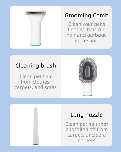 7-in-1 White Multifunctional Pet Grooming Vacuum Kit - Dog Cat Home Barber Shop & Low Noise Shedding Groomer with 1L Large Dust Cup - Image 6