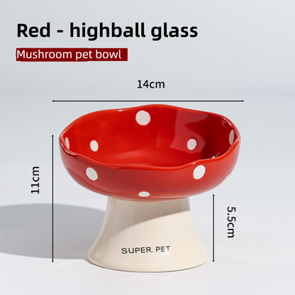 Red and Yellow Elevated 15° Tilted Ceramic Cat Bowl - Anti-Chin Acne Glaze Finish, Non-Slip Weighted Base & Neck Protection Pet Feeder - Image 2