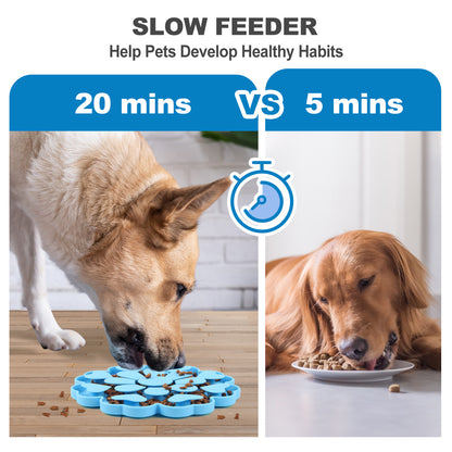 Blue 4-in-1 Textured Silicone Pet Lick Mat & Slow Feeder - Anti-Anxiety Calming Pad with Back Suction Cups - Image 5