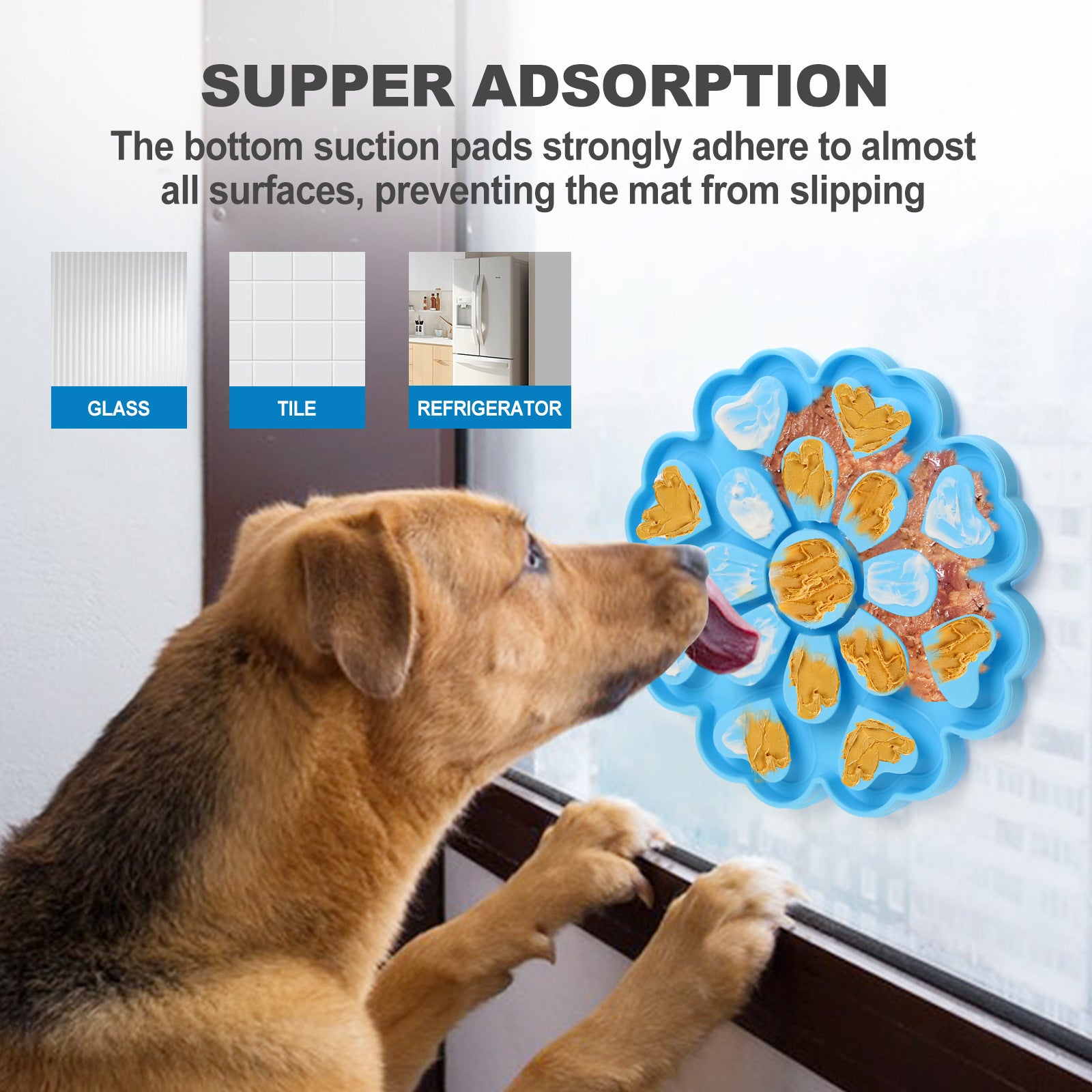 Yellow 4-in-1 Textured Silicone Pet Lick Mat & Slow Feeder - Anti-Anxiety Calming Pad with Back Suction Cups - Image 6