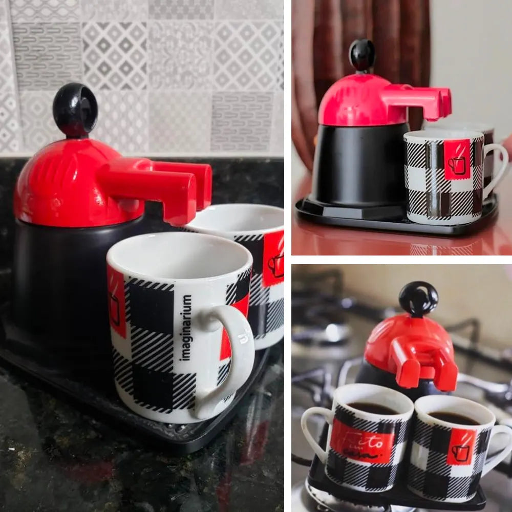 Red Mini Expresso 2Cups Ceramics Coffee Maker Moka Coffee Maker Italian Classic - Image 3
