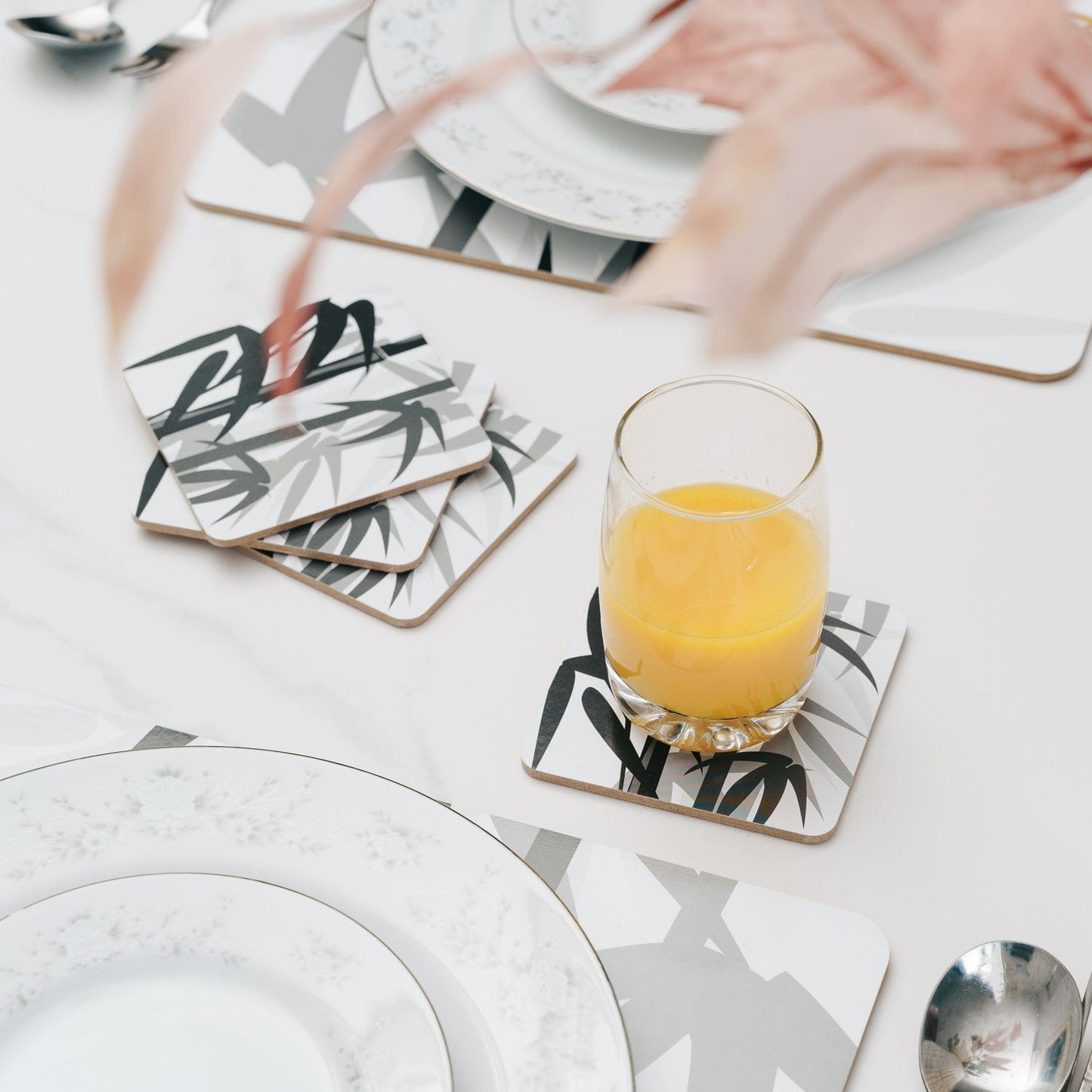 8 Pcs Clevinger MDF Placemats and Coasters Bamboo - Image 4