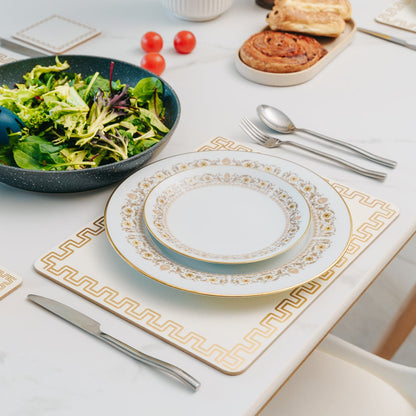8 Pcs Clevinger  MDF Placemats and Coasters Gold Border - Image 4