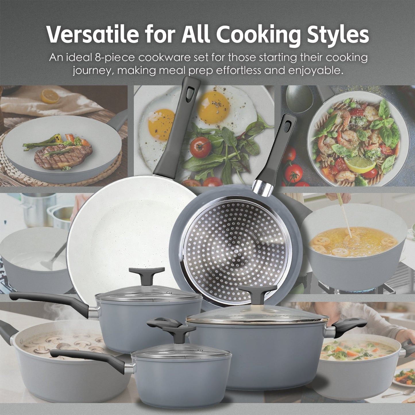 8 Pcs Clevinger Non-Stick Cookware Set - Image 4