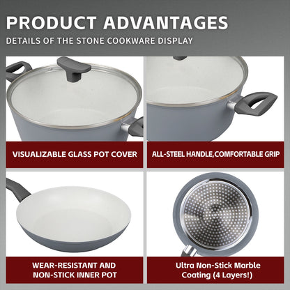 8 Pcs Clevinger Non-Stick Cookware Set - Image 5