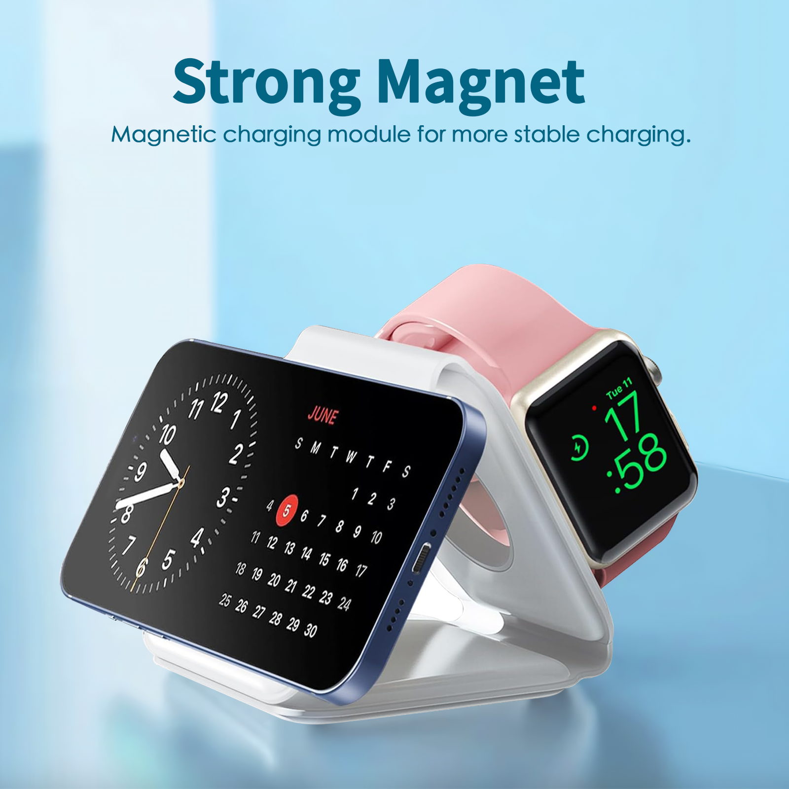 3 in 1 Wireless 15W Qi Fast Charging Foldable Station for Apple Mag Safe - Image 4