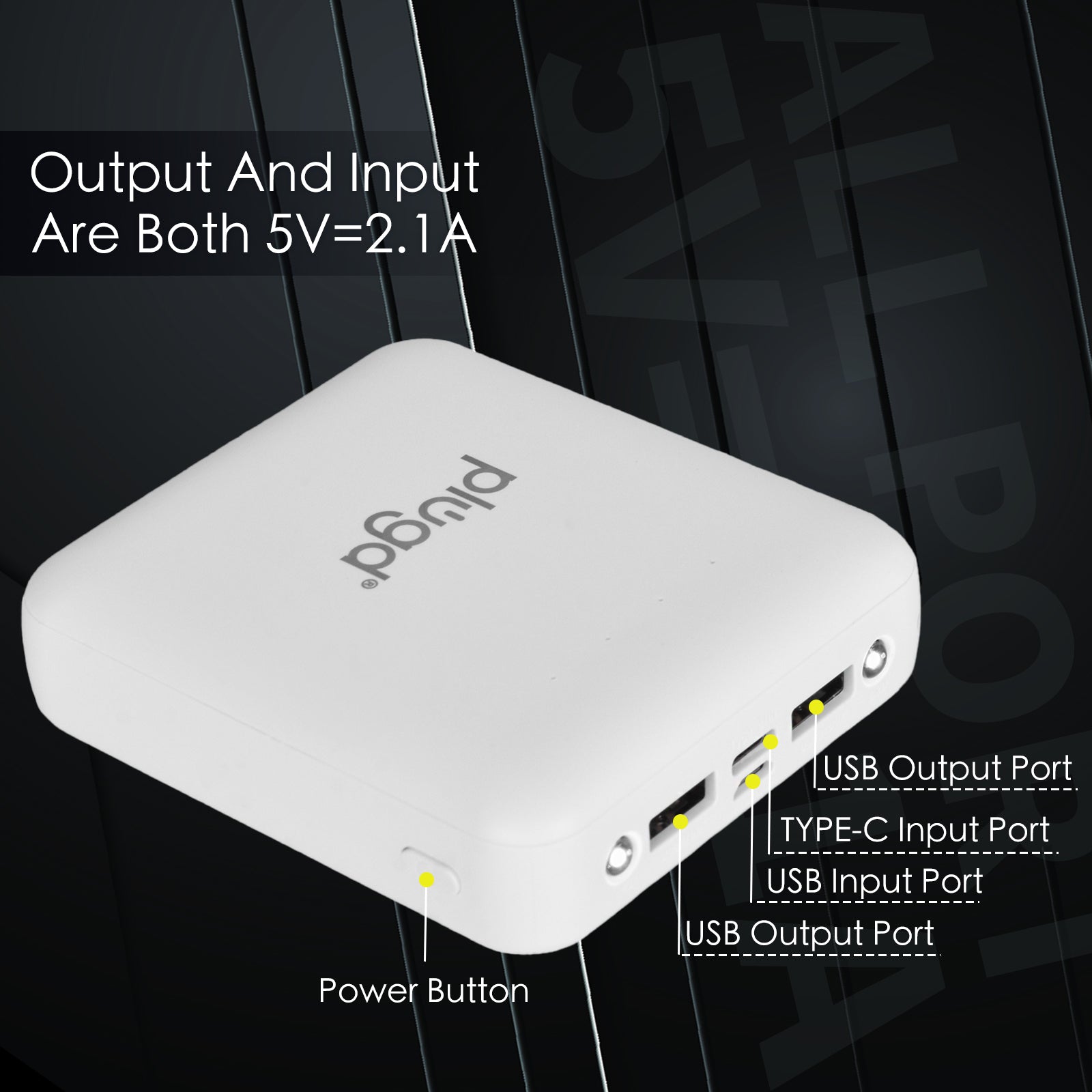 5000mAh Fast Charge Power Bank with 4 Built-in Cables and LED Lights - Image 3