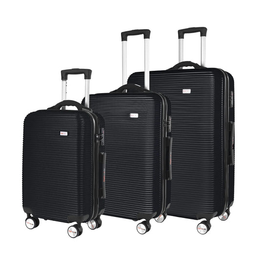 3-Piece Digital Luggage Set (20″/24″/28″) with Weighing Scale & USB Charging – Black