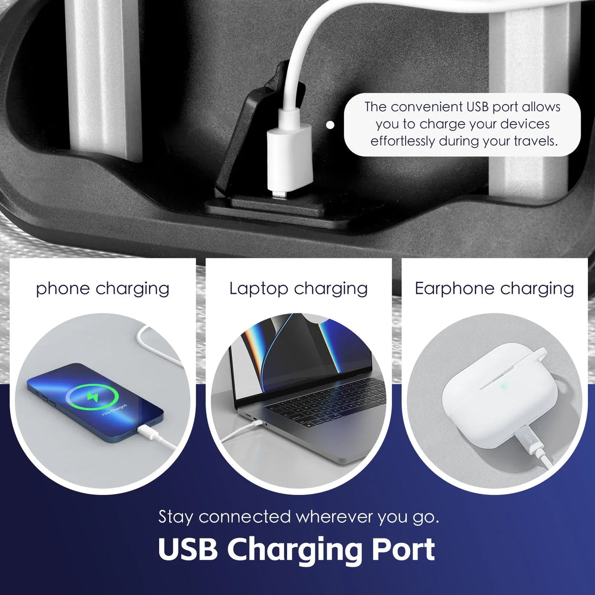 3 pcs 20"/24"/28" Digital Weighing Scale and USB Charging Port Lightweight Luggage Suitcase Blue - Image 3