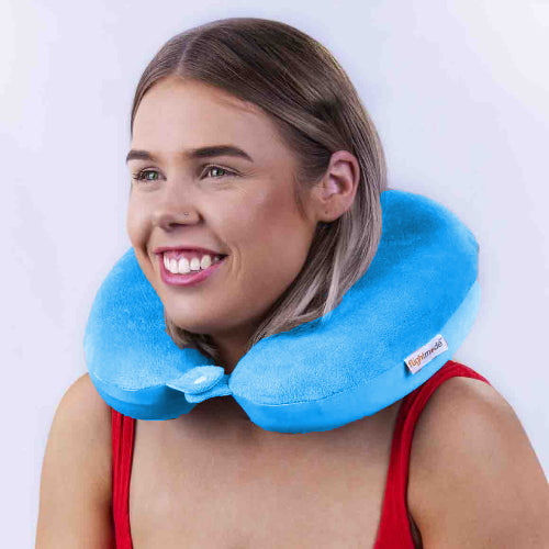 Deluxe Memory Foam Travel Pillow Blue - Image 3