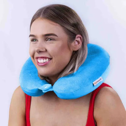 Deluxe Memory Foam Travel Pillow Blue - Image 3