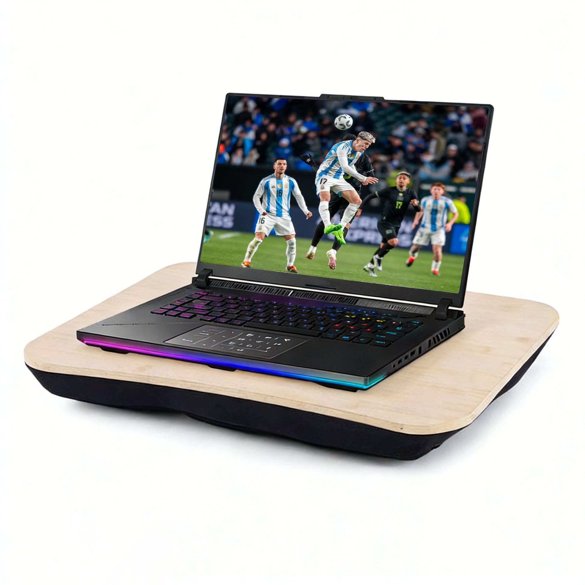 2 Pcs Portable Bamboo Lap Tray Workstation – Bamboo/Plywood Top, Soft Micro-Bead Base - Image 5