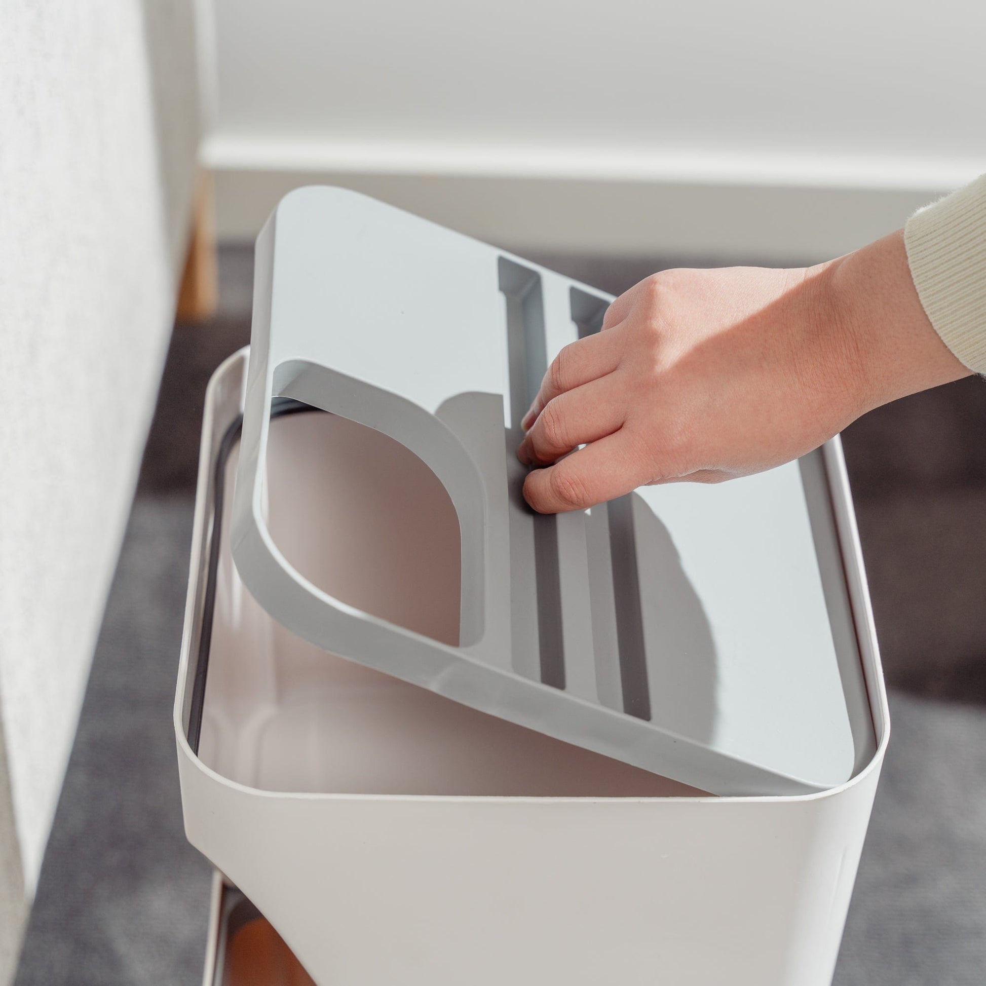 2 Pcs 12L+18L Stackable Plastic Kitchen Trash Bin Household Classification Storage Box - Image 4