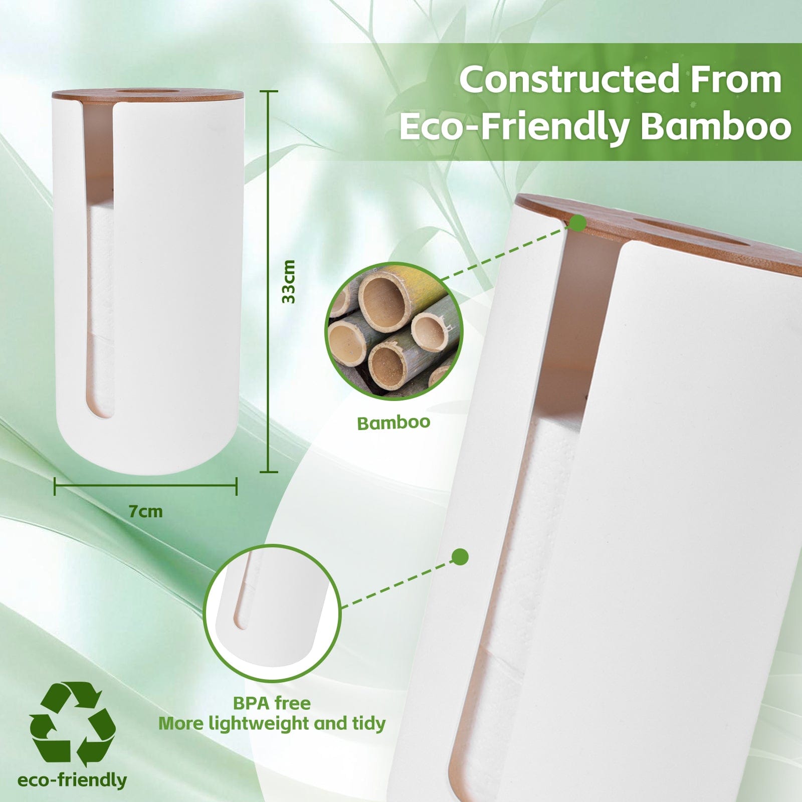 Bamboo Lid Toilet Roll Storage Holder - Image 3