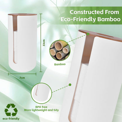 Bamboo Lid Toilet Roll Storage Holder - Image 3