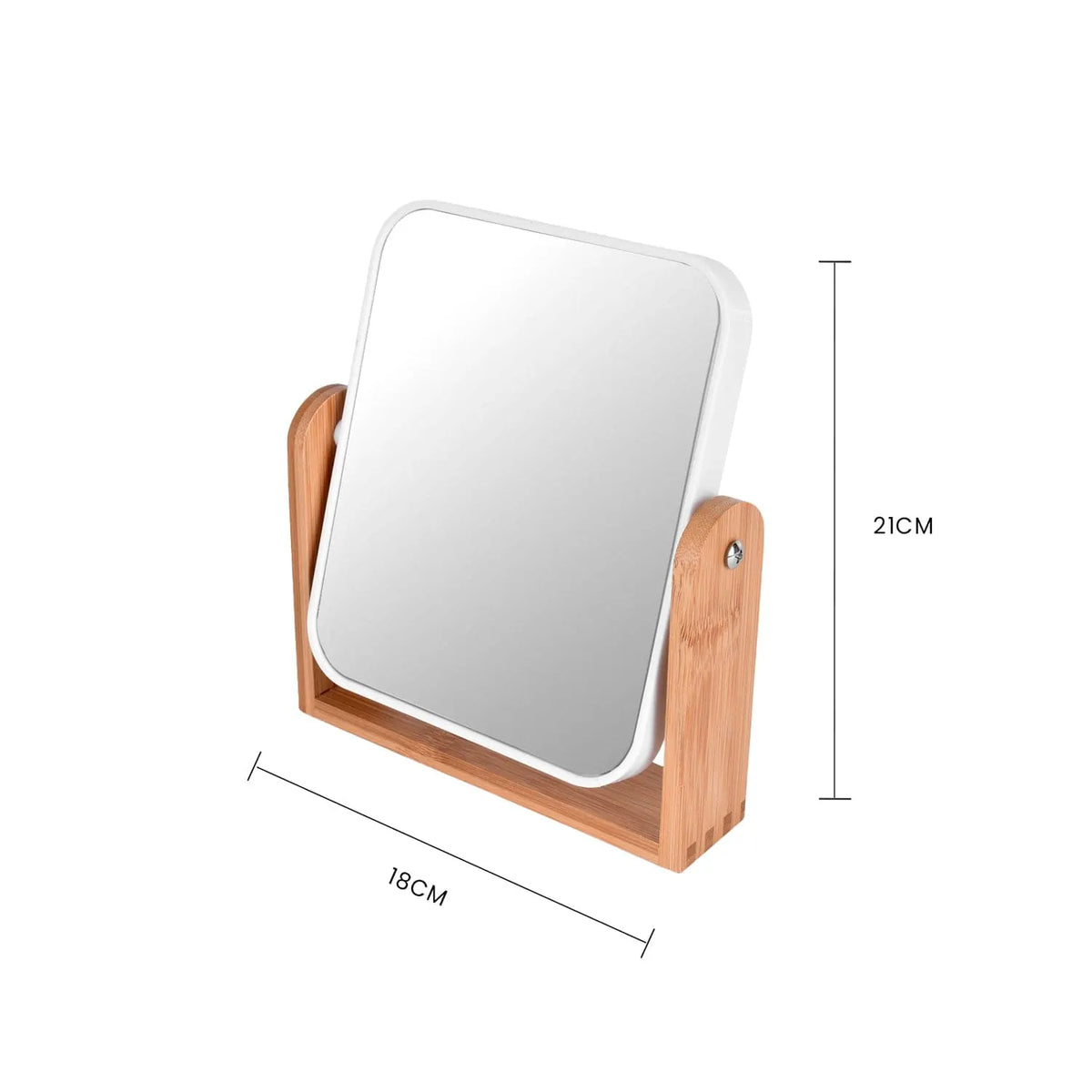 Bamboo Stand Double Sided Magnification Makeup Mirror - Image 3