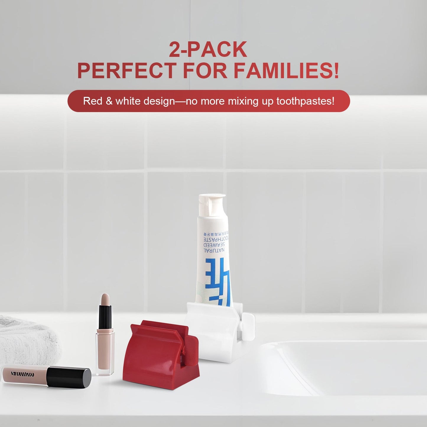 4 Pcs Toothpaste Rolling Dispensers Squeezer – Compact, Durable PP, Non-Slip Base - Image 2
