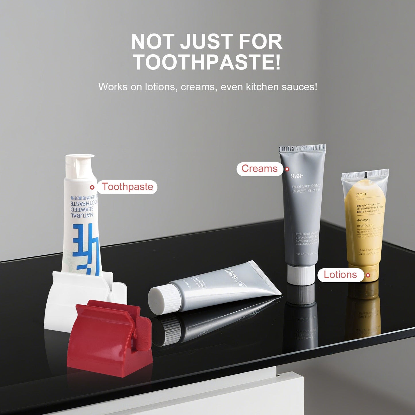4 Pcs Toothpaste Rolling Dispensers Squeezer – Compact, Durable PP, Non-Slip Base - Image 4