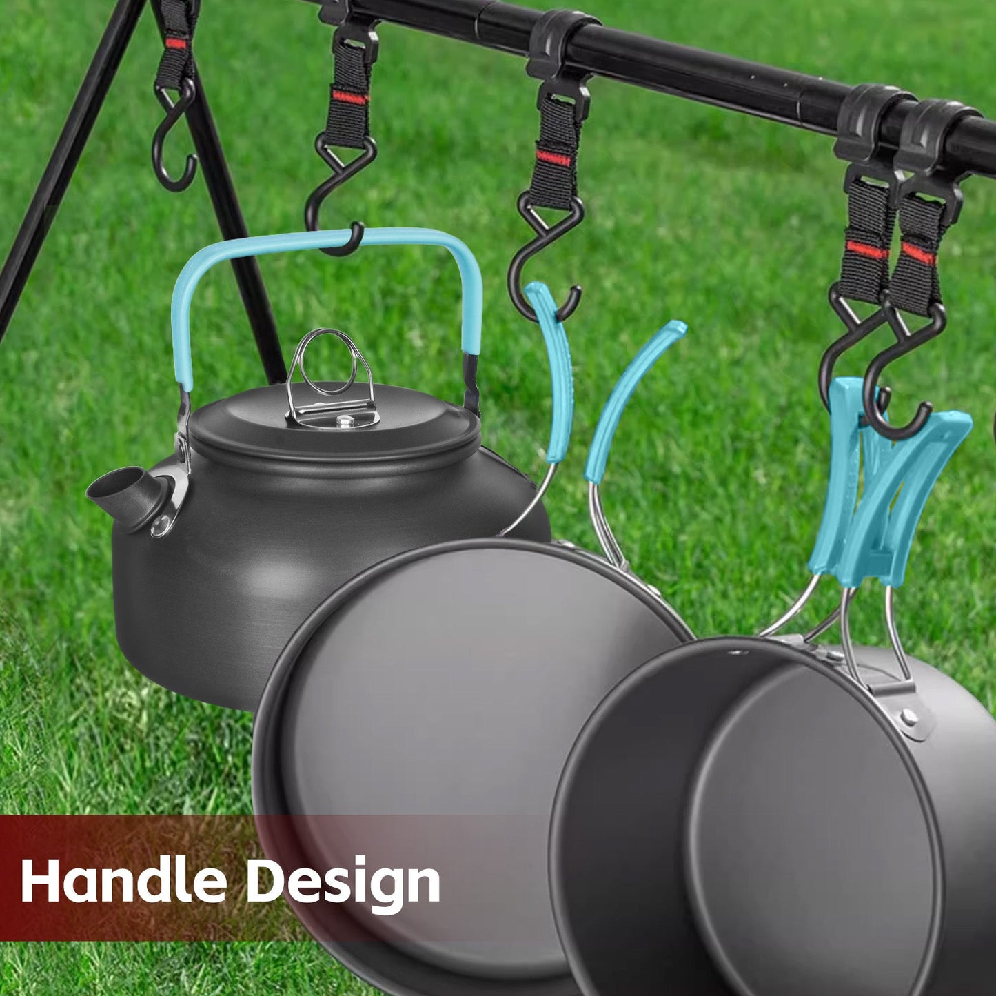 3Pcs Camping Cooking Set – Lightweight Anodised Aluminium Outdoor Cookware Kit with Heat-Resistant Handles - Image 2