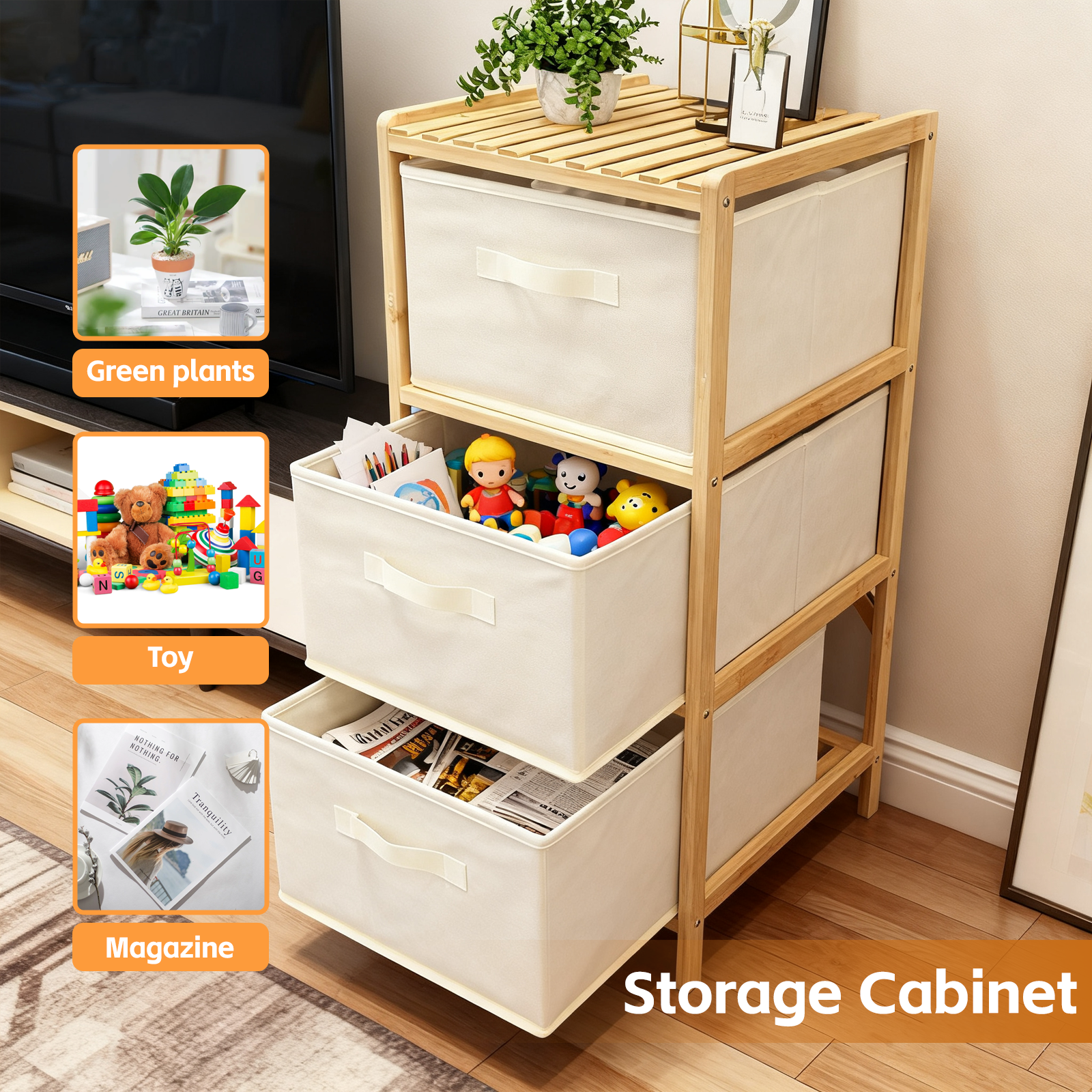 3 Drawer Bammboo Storage Chest - Image 4
