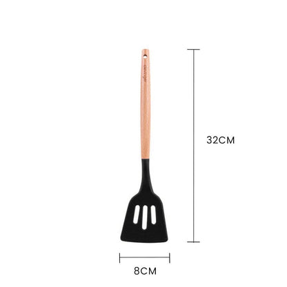 Beechwood & silicone slotted turner charcoal - Image 2