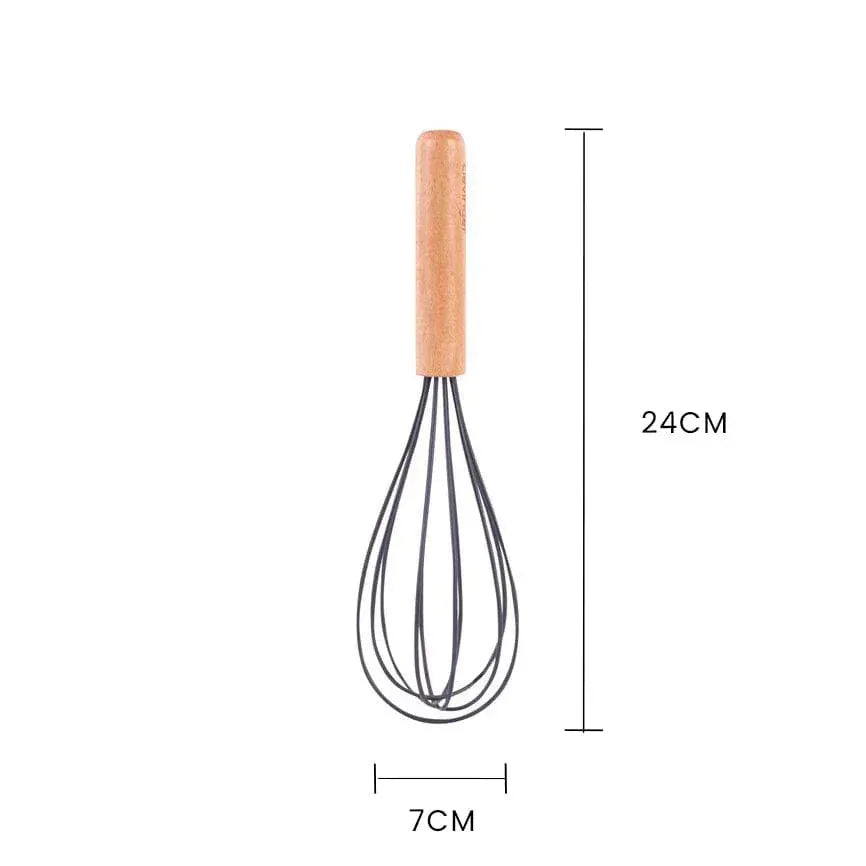 3 Pcs Beechwood & Silicone Kitchen Baking Utensils Set – Charcoal (Spatula, Whisk, Basting Brush) - Image 5